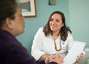 Financial Counselor discussing with patient